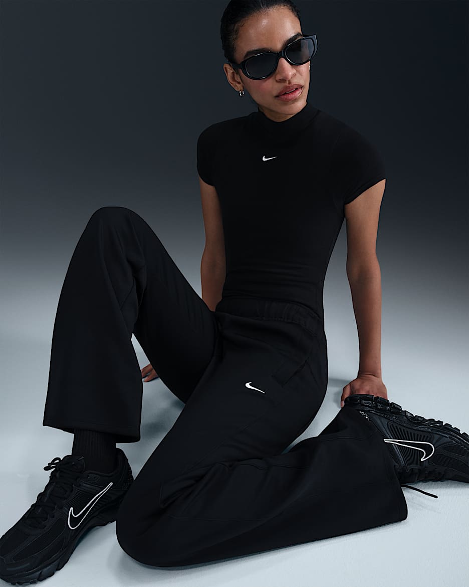 Pantalon en maille coupe slim à taille mi-haute